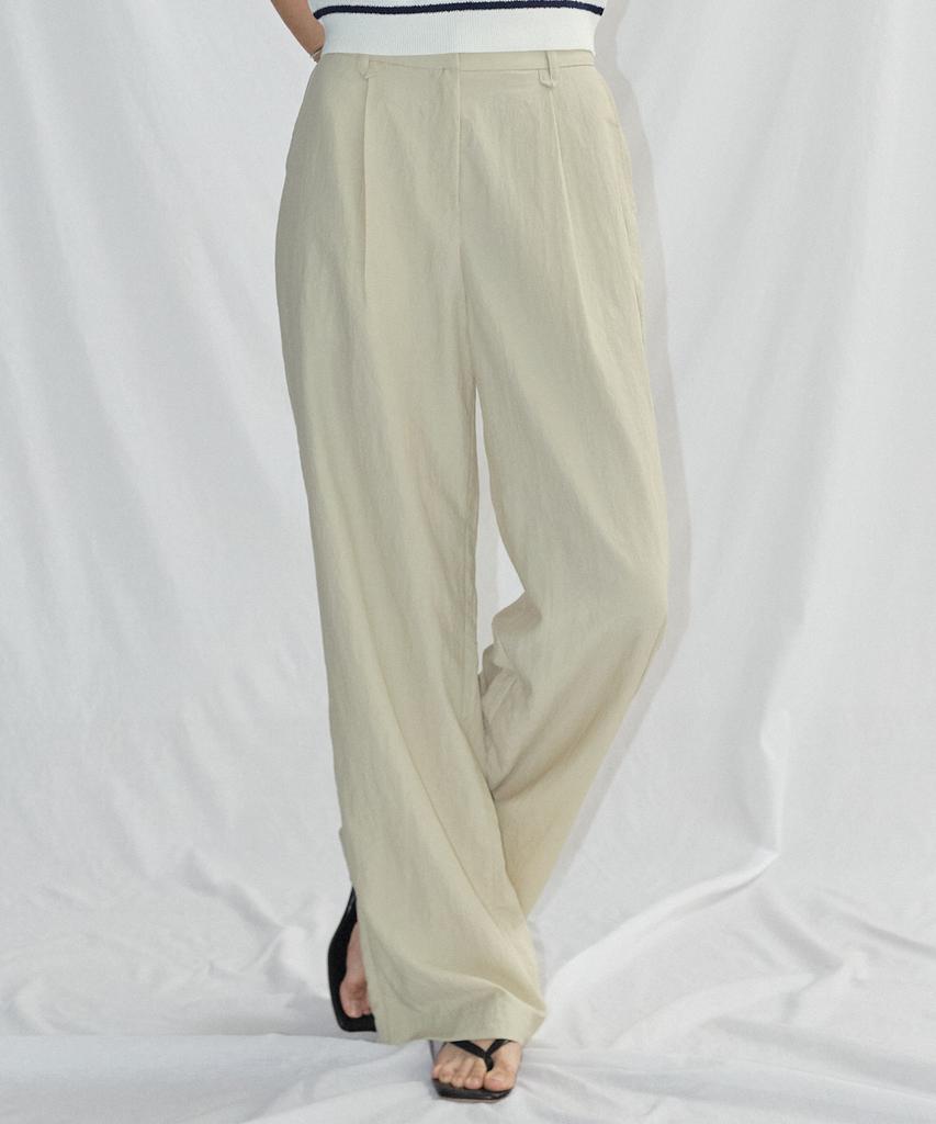 CITYBREEZE Cool Air Back Elastic Single-Pleat Wide Pants_Light Khaki