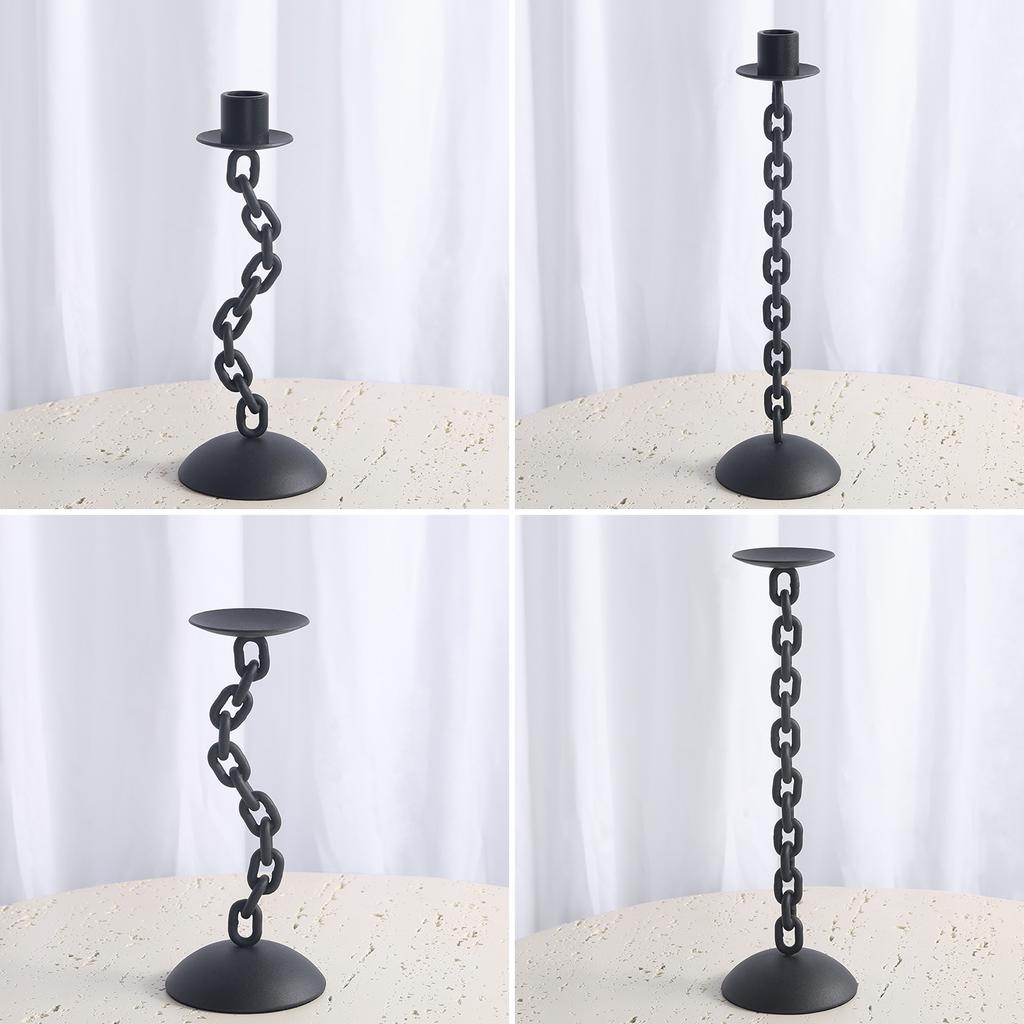 Metalowy świecznik Geometryczny łańcuch Świecznik Skręcony zamek Uchwyt na świecę Dekoracja domu Akcesoria Metalowa klatka