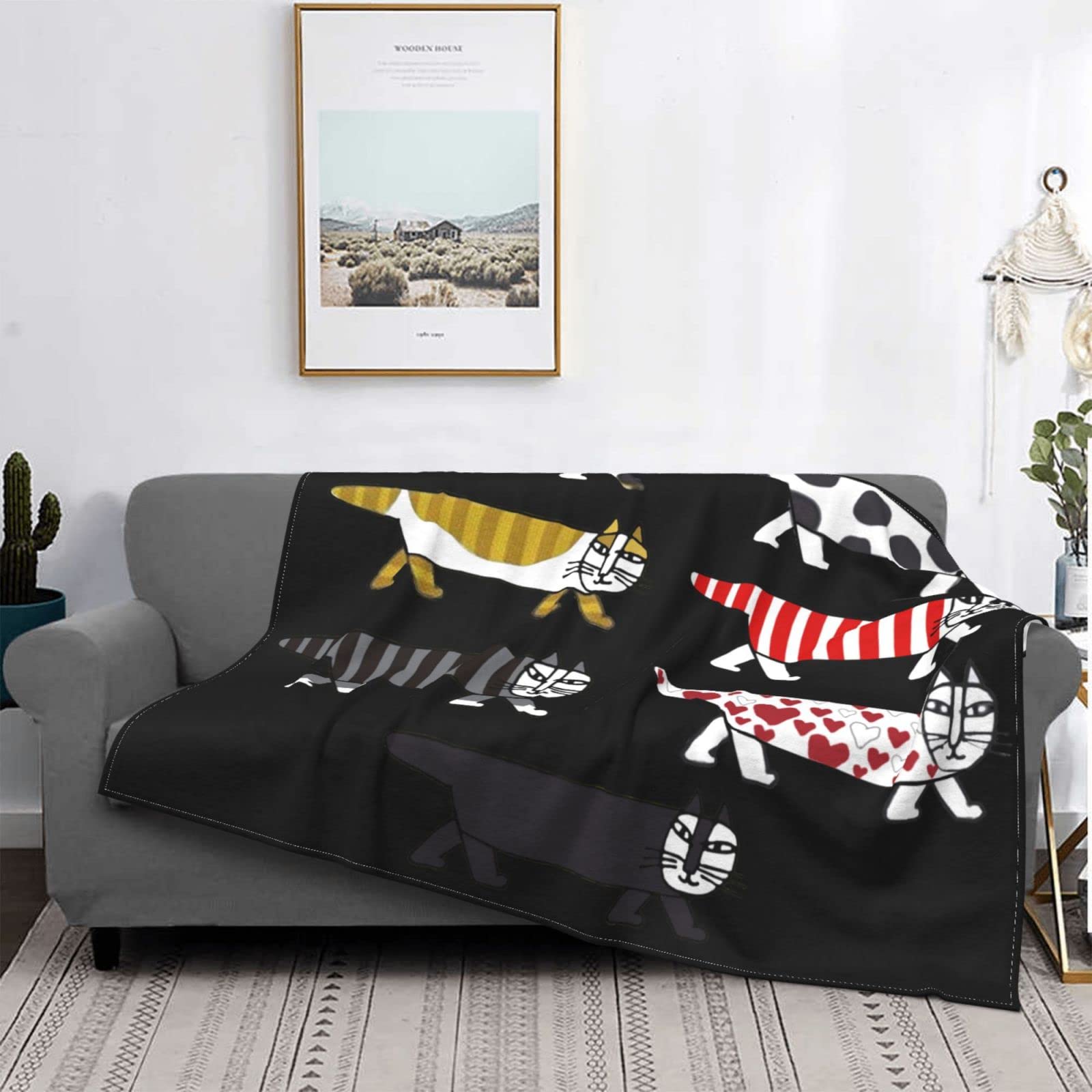 

Lisa Larson Flannel Soft and Blanket, Stylish, All-Season, Washable, Warm, Cute, 50 x40 чёрный