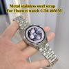Curved Side Slide Seven Beads Stainless Steel Watch Band Luxury Business Metal Replacement Strap for Huawei Watch GT6 46mm