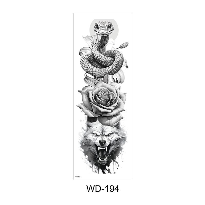 Long Flower Full Arm Waterproof Temporary Tattoo Stickers