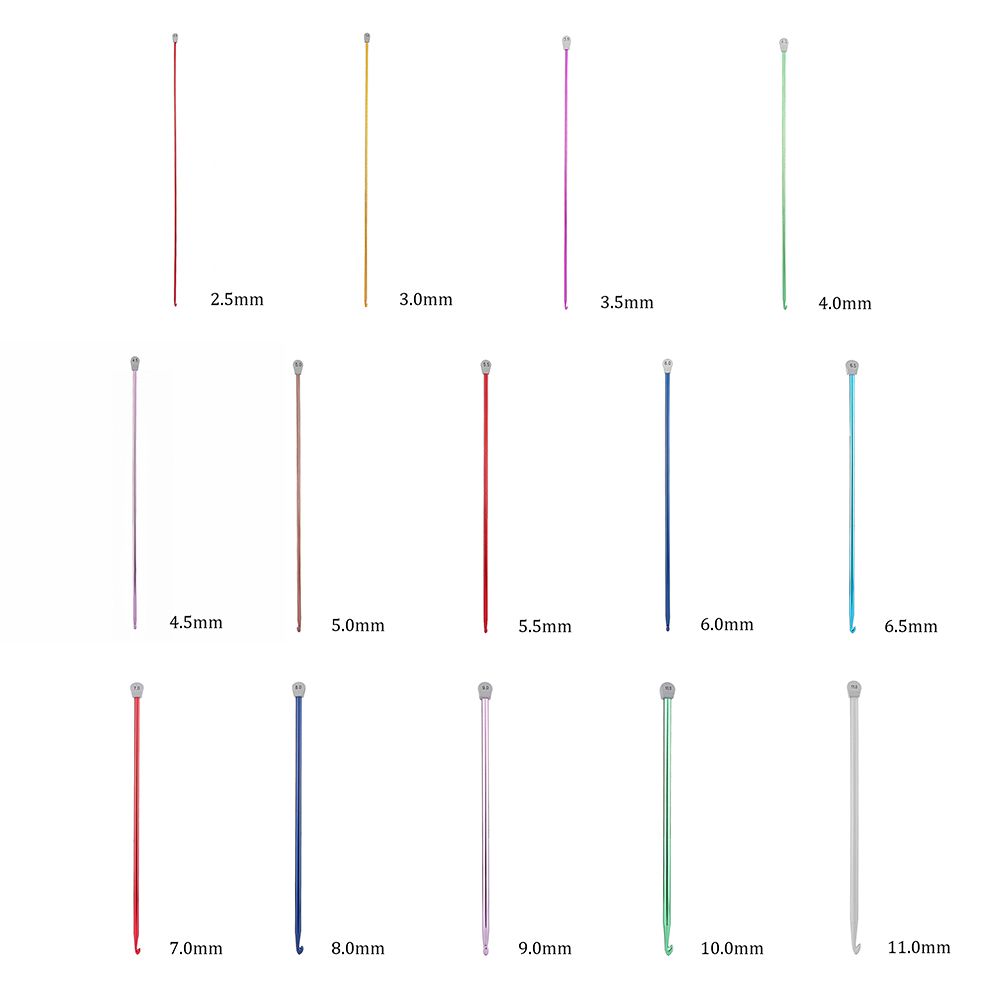 14Size Long Scarf Aluminum Knitting Weaving Tool Needle Crochet Hooks