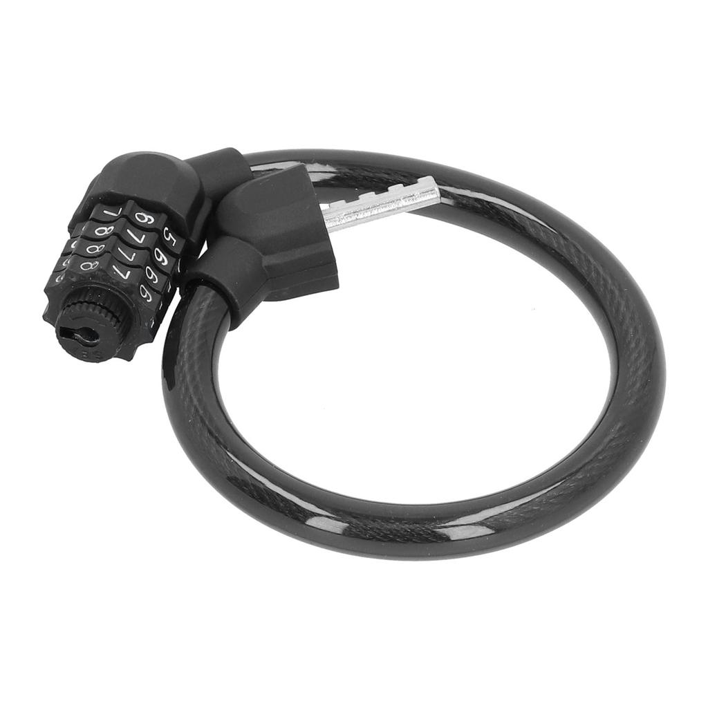 Bike Lock Cable High Security 4‑Digit Number Bicycle Cable Locks for Cycling OutdoorsBlack