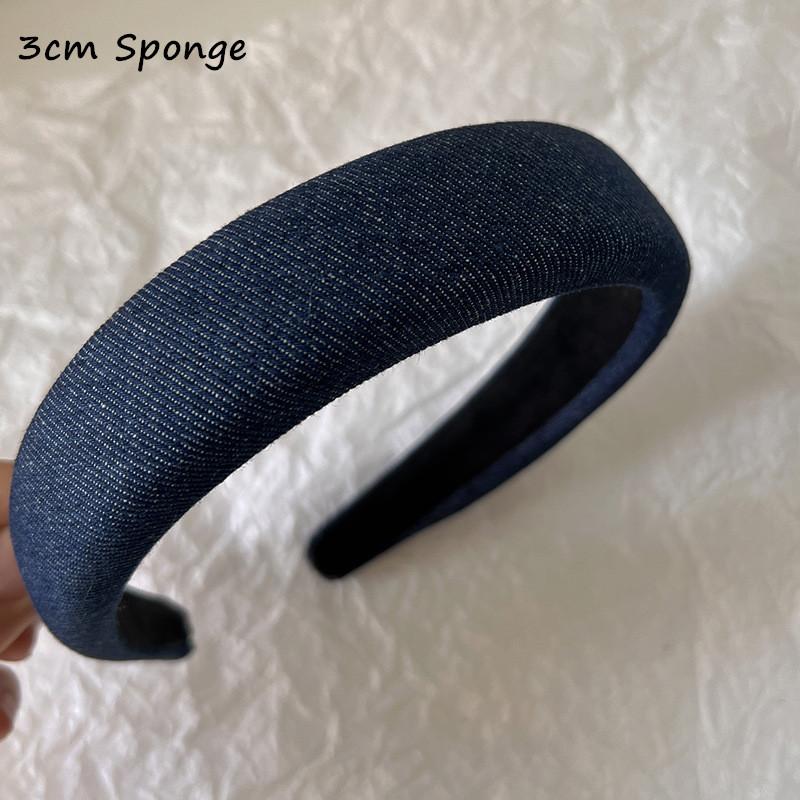 1.5/2/3cm Minimalist Women Girls Denim Sponge Padded Headbands for Ladies Daily Shopping Dress Up Head Hoop Accessories