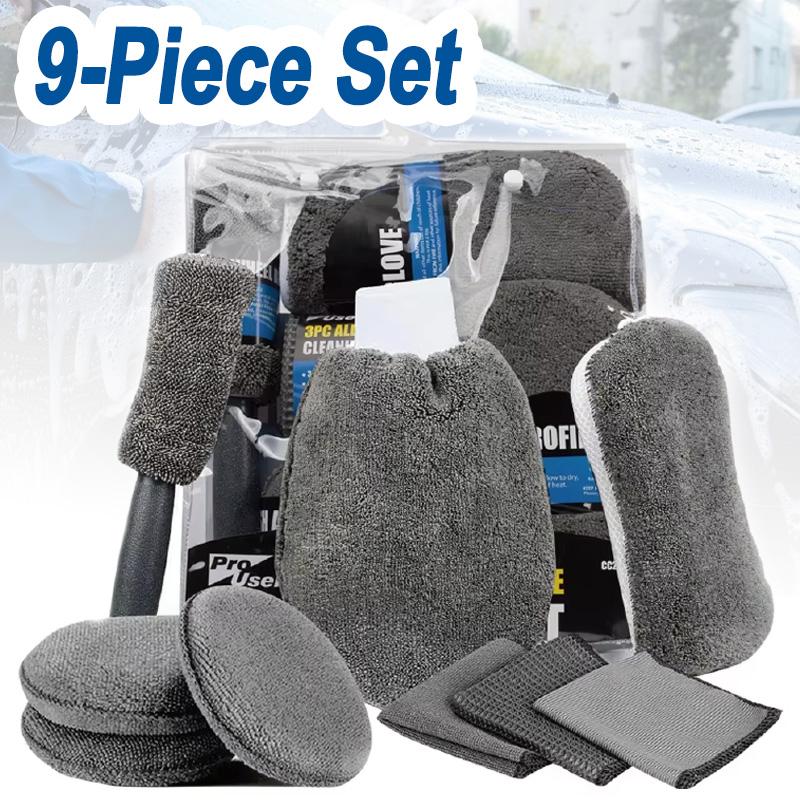 9Pcs Car Cleaning Kit Car Wash Cleaning Tools Microfiber Car Detailing Cleaning Set for Interior Exterior Car Washing