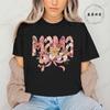 Floral Coquette T-Shirt,Pink Bow Tee Floral Mama T-Shirt for Women Vintage Retro Mama Shirt Wildflowers Mama Women's Clothing