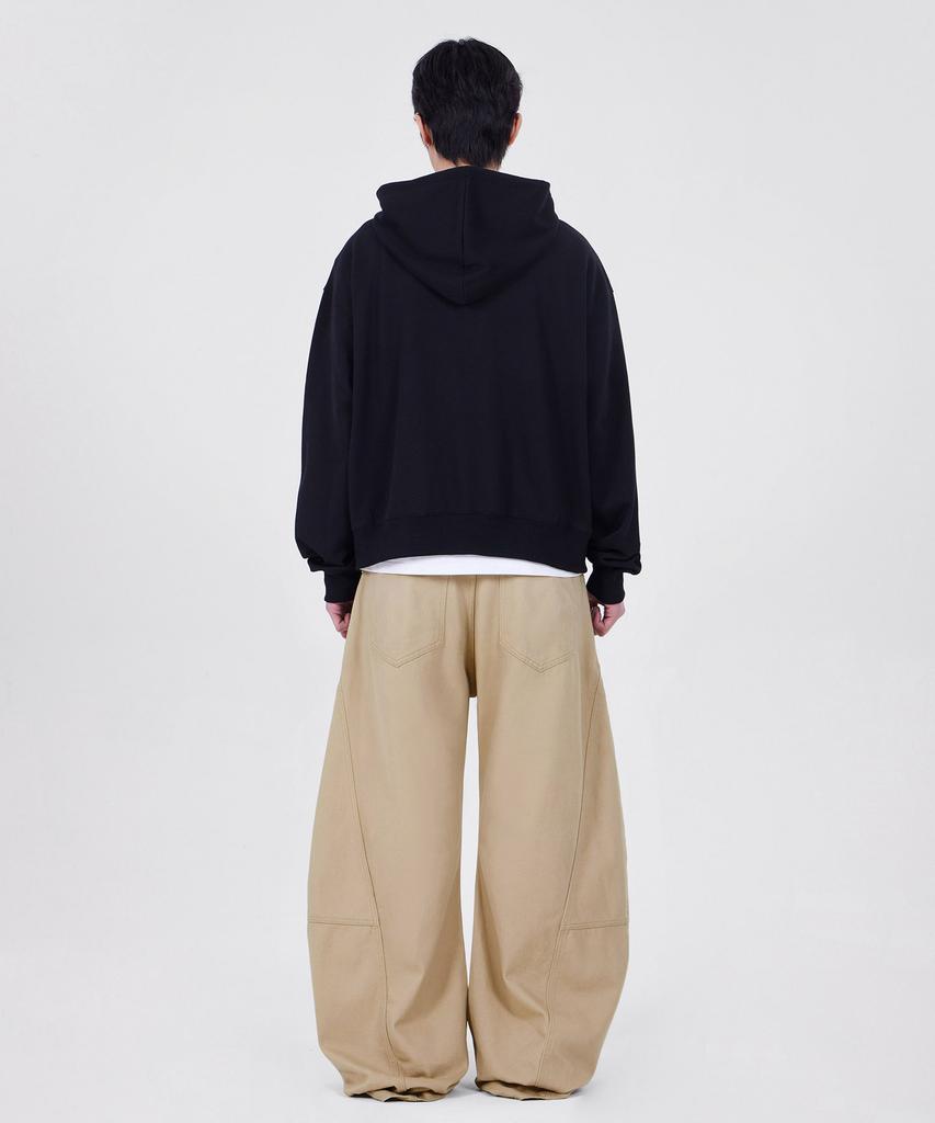 GLW Curved Cut Wide Cotton Pants Beige