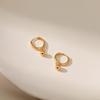 Minimalist 18k Gold Plated Small Hoop Earrings With Bead Pendant