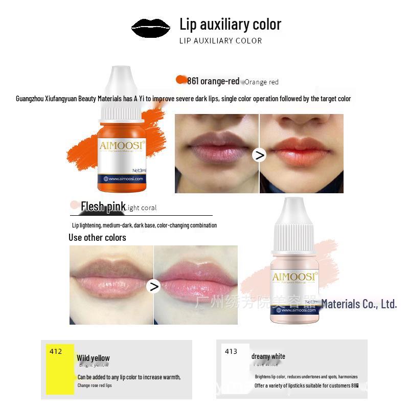AIMOOSI Microblading Semi-Permanent Pigment: Red, Blue for Eyebrows, Dark Lips, Flesh Pink Emulsion