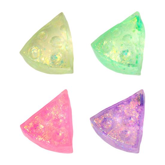 Cheese Sugar Ball Squeeze Toy Transparent Glitter Cheese Stress Relief Fidget Toy Hand Relaxation Triangle Cheese