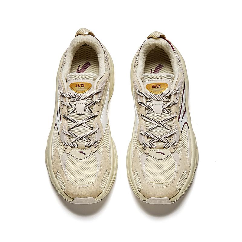 Anta AT801 Good Things Happen Millennium Retro Slip Resistant Durable Breathable Low Top Lifestyle Casual Shoes Women Sneaker Beige Red 922518803-4