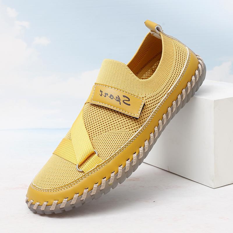 2025 popular woven large size women's shoes non-slip soft sole women's lightweight casual shoes breathable mother shoes