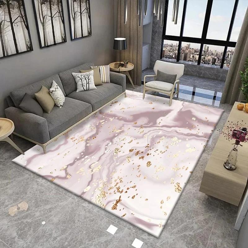 Nordic Light Luxury Marble Living Room Carpet Bedroom Art Abstract Bedside Carpets Kitchen Non-slip Balcony Study Rugs Porch Mat