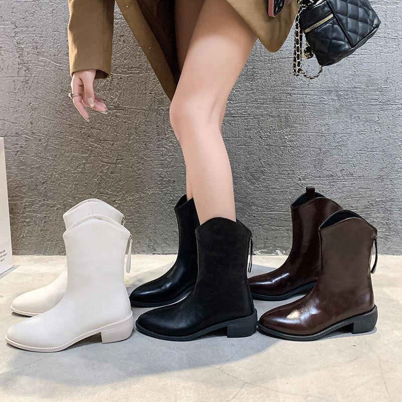 Pointed Martin Boots Women's New V-mouth Western Cowboy Spring and Autumn Single Boots Summer Thin Short Boots Women's Small