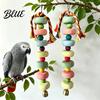 Gray Parrot Accessories Beak Grinding Stone, Colorful Beaded Chew Toy with Bell, Birdcage Natural Mineral Bird Stones Hanging for African Grey