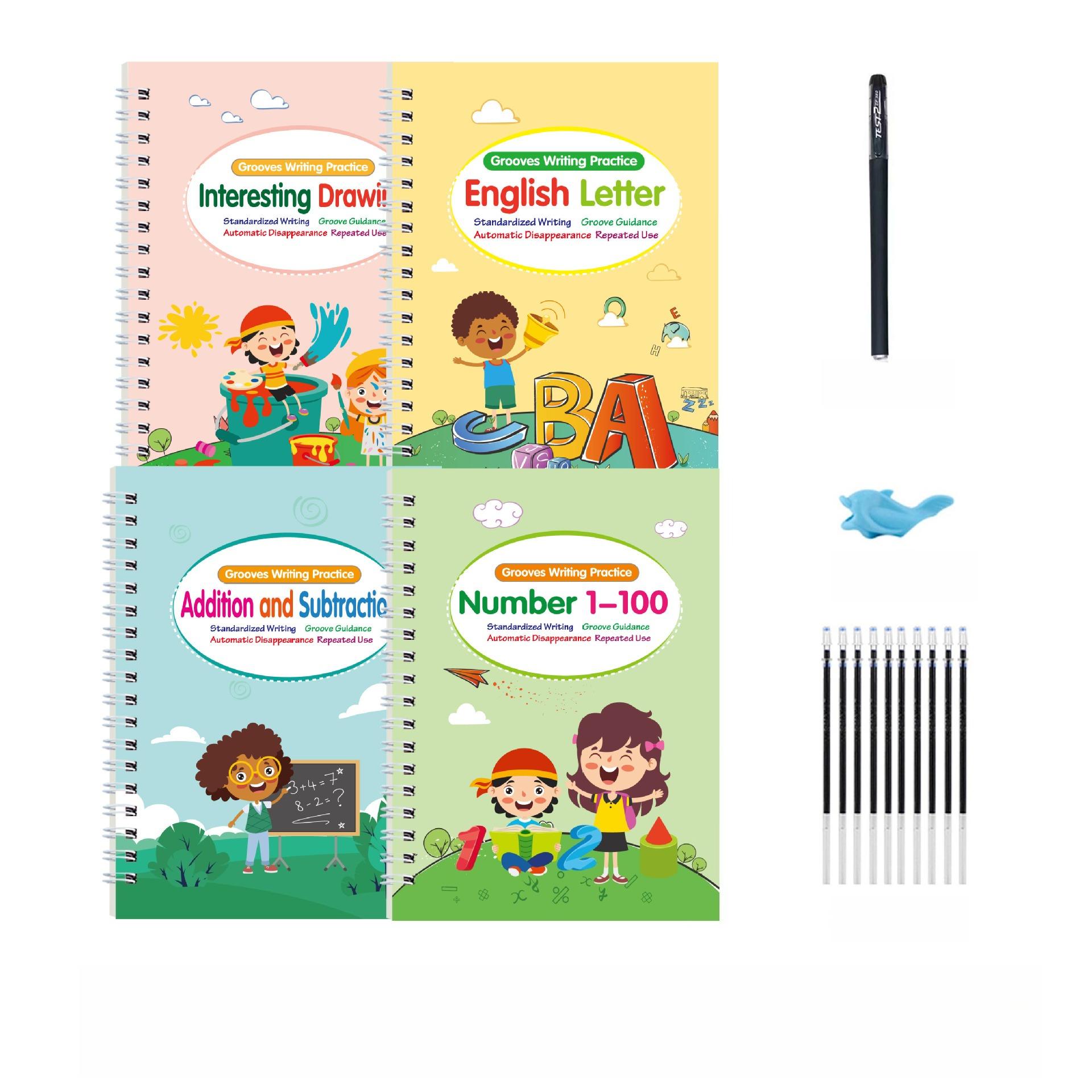 

Магічні чорнильні зошити для дітей Багаторазові зошити для письма для дошкільнят Дизайн з канавками та Допомога для тренування письма для дітей 1 set