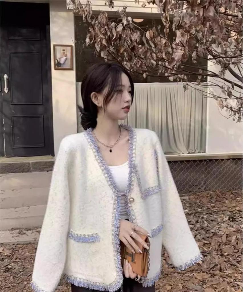 Color-Block Faux Mink Fur Sweater Coat - Korean Style Soft Knit Top for Women (2025)