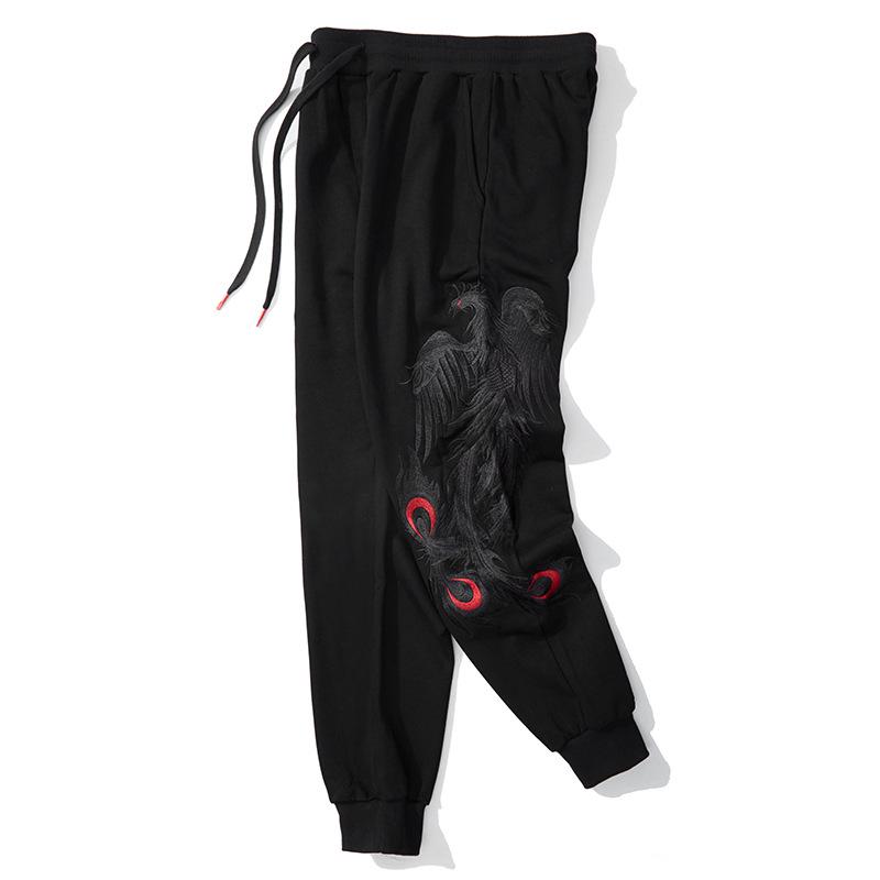 

Phoenix Embroidery Cotton Sweatpants - Autumn Chinese Style Joggers 4XL