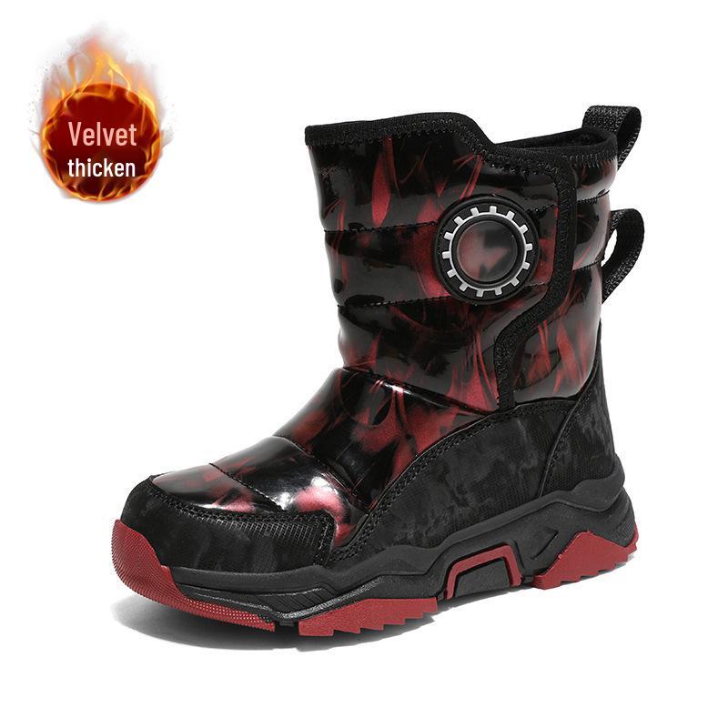 Girls' Winter 2024 Mid-Calf Snow Boots, Thick Cotton, Non-Slip, Wear-Resistant In Black or Blue