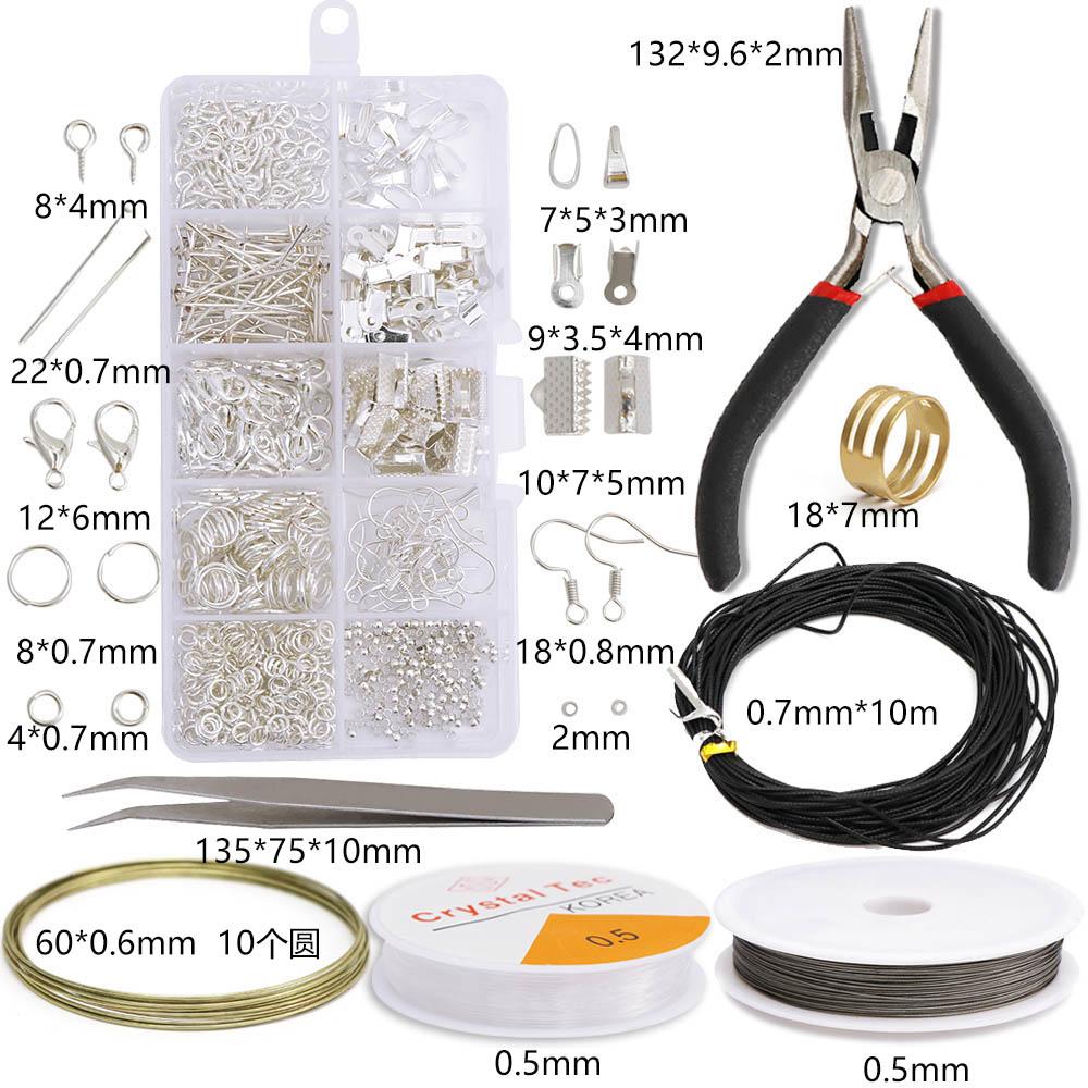 1Box Jewelry Making Kit Lobster Clasp Open Jump Rings End Crimps Beads Box Sets Handmade DIY Bracelet Necklace Findings Supplies
