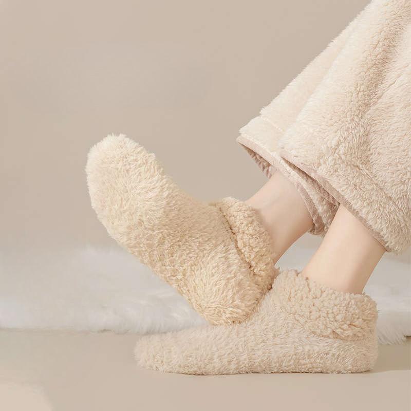 Winter Coral Velvet Women Socks Plush Thicken Warm Indoor Floor Socks Lamb Velvet Plus Fashion Versatile Home Sleeping Socks New