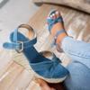 Womens Sandals Fashion Platform Sandals Summer Denim Canvas Casual Sandal Thick Soled Wedge Sandals for Women Sandalias De Mujer
