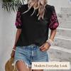 JPNTKY Women's Fashion Casual O-Neck Short Sleeve Blouses & Shirts