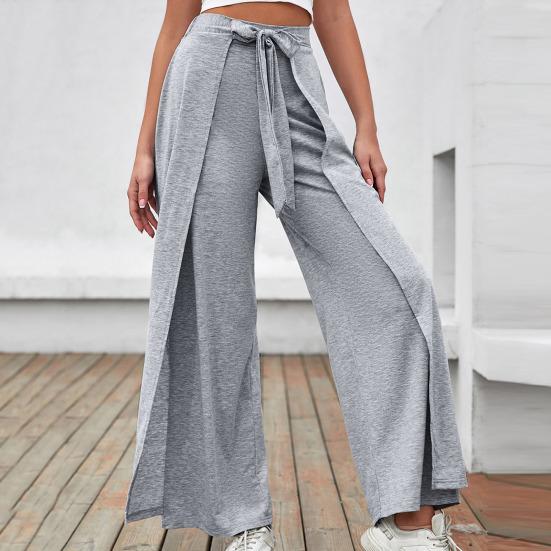 

Женские брюки, однотонные, с высокой талией, с широкими штанинами, на шнуровке, свободные, удобные, с глубоким промежутком, двухслойные осенние спортивные штаны для повседневной носки