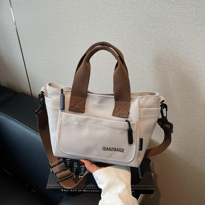 Canvas Bag Women's New Fashion Portable Work Commuter Bag Casual Shoulder Messenger Bag Tote Bag