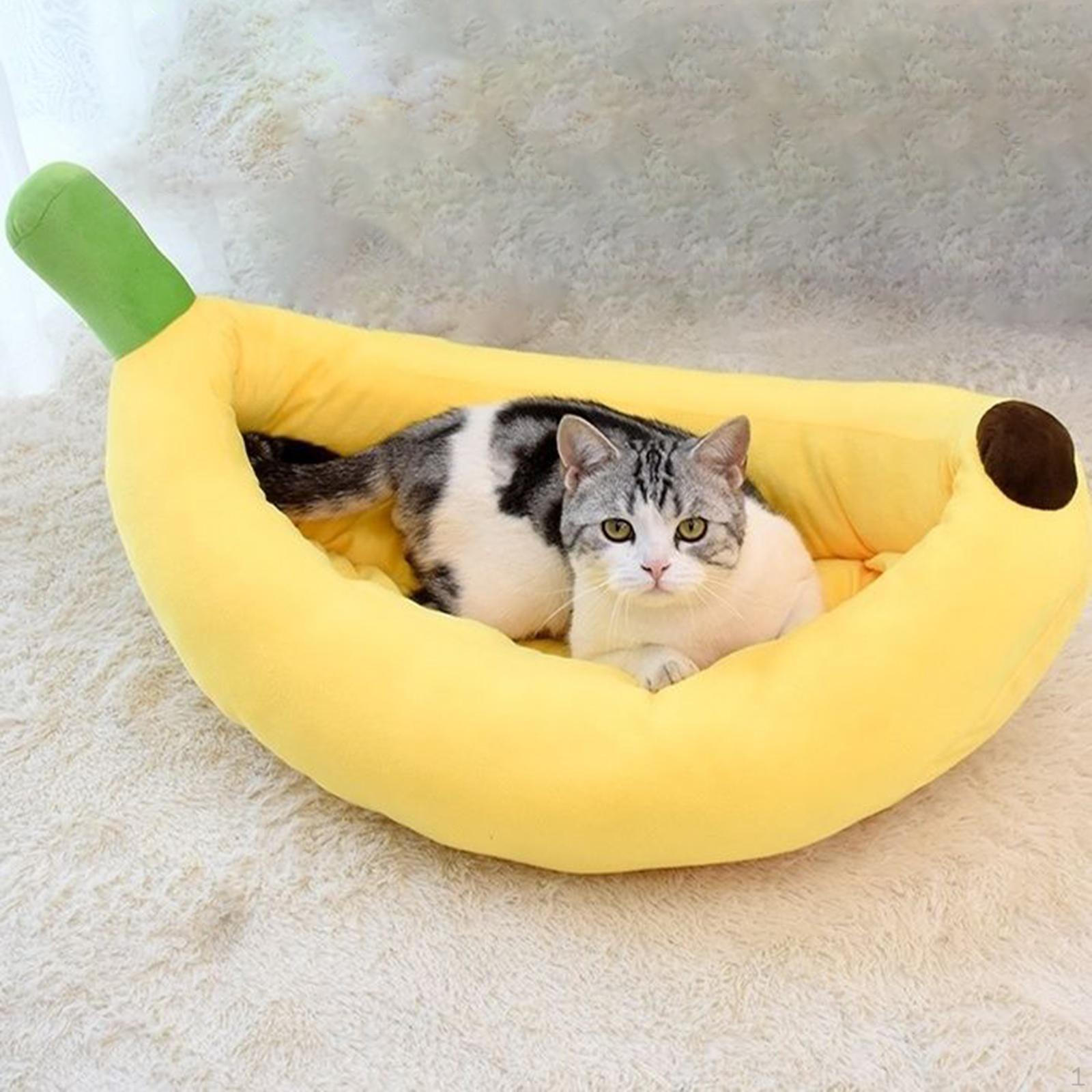 

Кровать для собак в форме банана, плюшевая, машинная стирка, дышащая, для щенков животных, для маленьких L