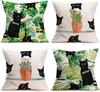 4 Pcs Pack Black Cat Meow Pillow Covers Decorative Tropical Succulent Plants Palm Leaves Green Leaf With Cat Animal Throw