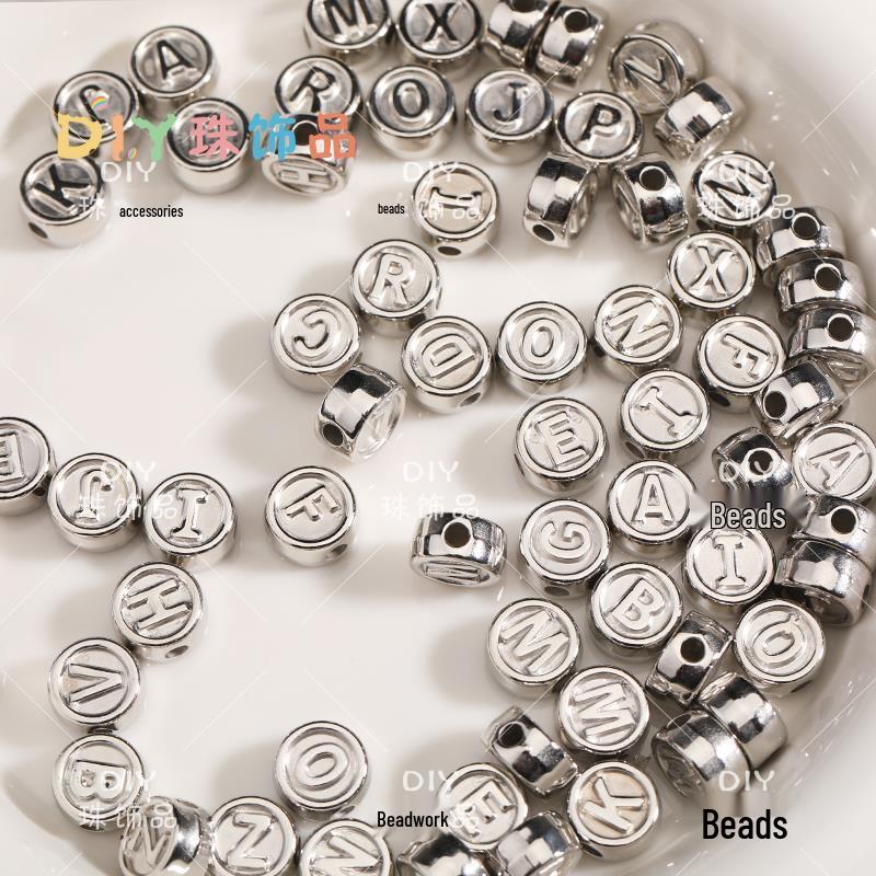 26 English Alphabet Gold & Silver Beads for Jewelry, Bracelets, Necklaces, Keychains Standard