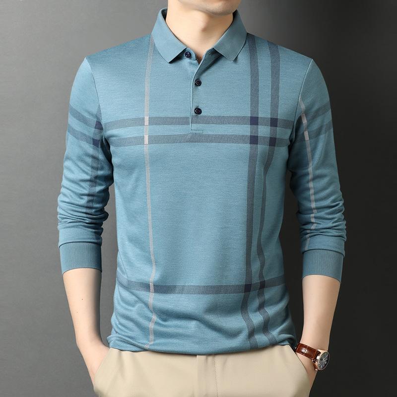 Spring and Autumn New Style Middle-aged Fashion Korean Style Loose Lapel POLO Shirt Casual Tops for Men Men's Long-sleeved T-shirts