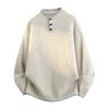 Vintage Knit Sweater Men Women Retro Aesthetic Henry Collar Loose Fit Casual Long Sleeve Top