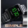 SKMEI 1505 Square Mirror Face Led Watch Relojes De Hombre Stainless Steel Back Watch Led Light Digital Hand Watch for Men