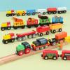 Hot Train Kit Magnetic Toy Car Childrens Track Accessories Manual Sliding Puzzle Wooden Compatible With Various Track Gift W10