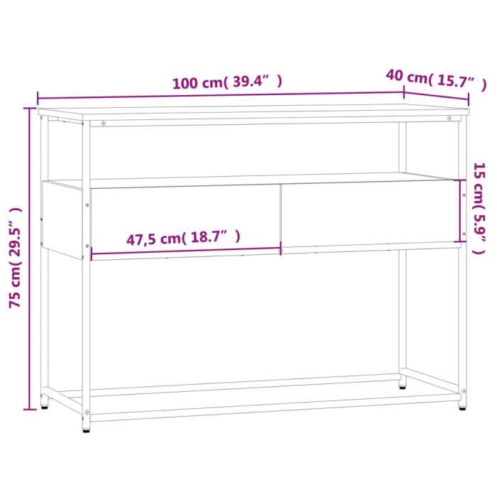 VidaXL Console Table Black 100x40x75 Cm Engineered Wood 834150