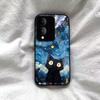 Case for Vivo Y17s Anime Black Cat Starry Cloud Print Phone Cover Acrylic Hard Back Shell With Flexible TPU Edge