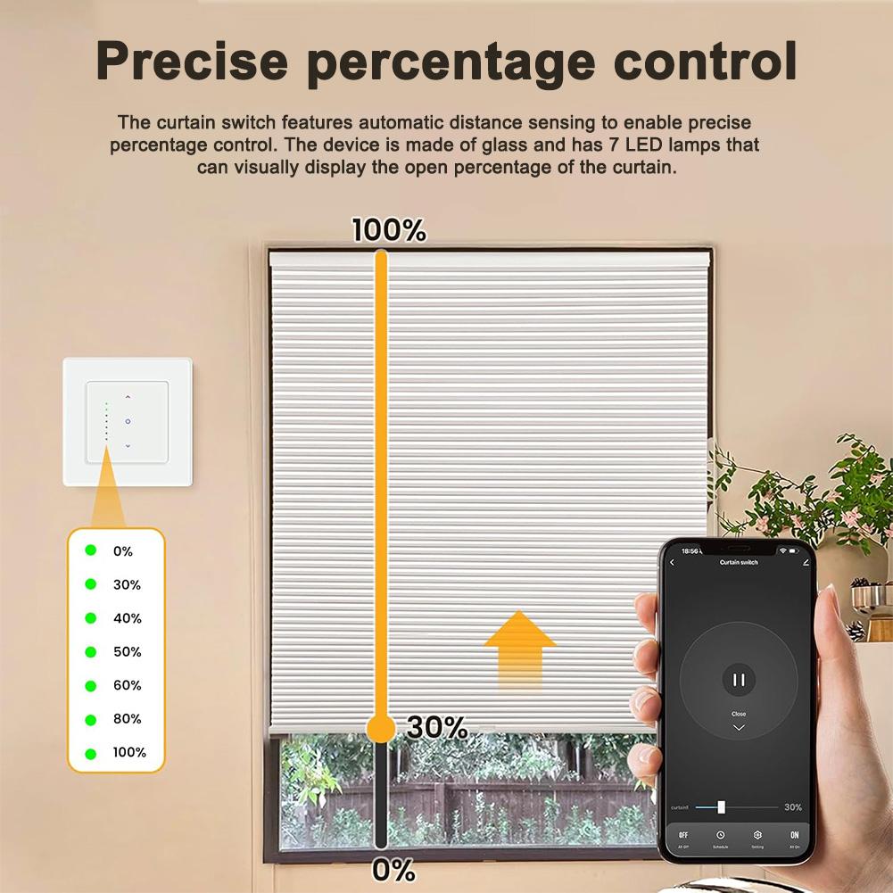 Smart Roller Blind Switch for Home Use Compatible with Voice and App Support 2 4 GHz WiFi and Timer Programming