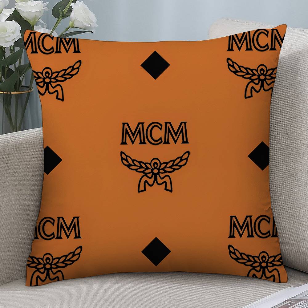 Luxury M-MCM Pillow Case Short Plush Double-sided Print Square Throw Pillow Covers Sofa Home Cushion Decor