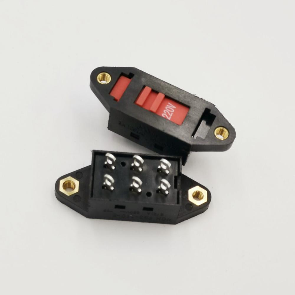 

AC 110V-220V 6-контактні клеми DPDT Перемикач-слайдер вибору напруги