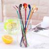 New Bent Filter Metal Bar Tea Coffee Spoons Stainless Steel Drinking Straw Straws Spoon