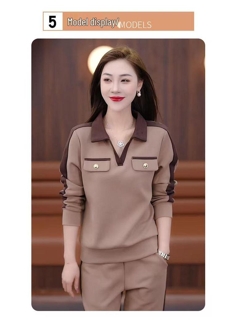 2024 Women's Slim Fit Sports Suit: Fashionable Spring & Autumn Casual Two-Piece Long-Sleeve Sweater Set