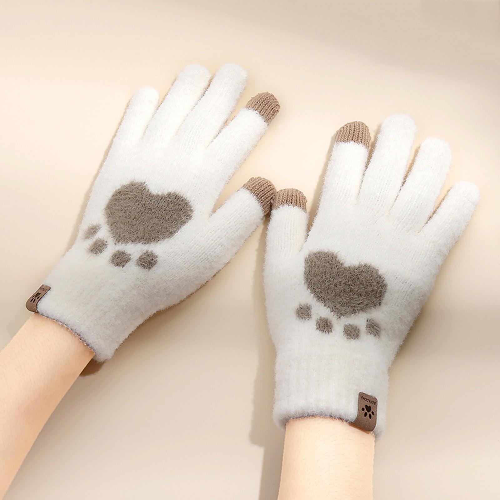 

Зимові жіночі дорослі плюс оксамитові потовщені милі мультяшні рукавички з гострим пальцем