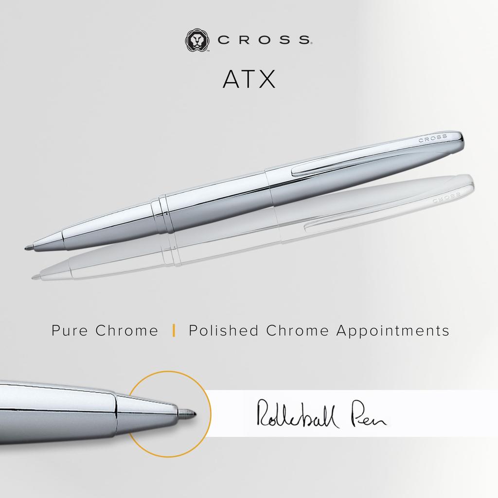 CROSS ATX Pure Chrome Ballpoint Pen N885-2 Water-Based (Officially Imported)