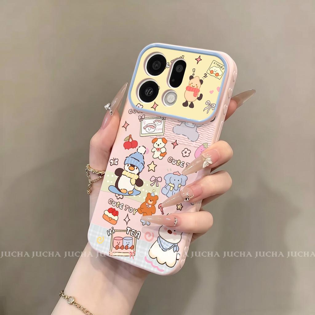 Applicable Oppofindx1pro Mobile Phone Case All-inclusive Lens with Bracket Cartoon Findx1 Cartoon Animal Party