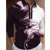 Polo Shirt Long Sleeve Polo Shirt Men's Casual Button-Up Shirt with Zipper Collar Chest Pocket Regular Fit Spring