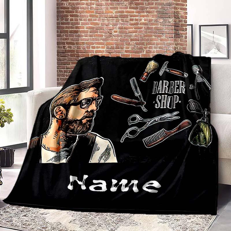 Barber Customize Your Name Blanket Used For Chair Office Sofa Bed Camping Soft And Warm Giving Friends And Relatives Birthday Gifts Graduation Gifts