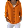Autumn Winter Knitted Hooded Sweater Cardigan Button Casual Fashion Solid Color Women Wear