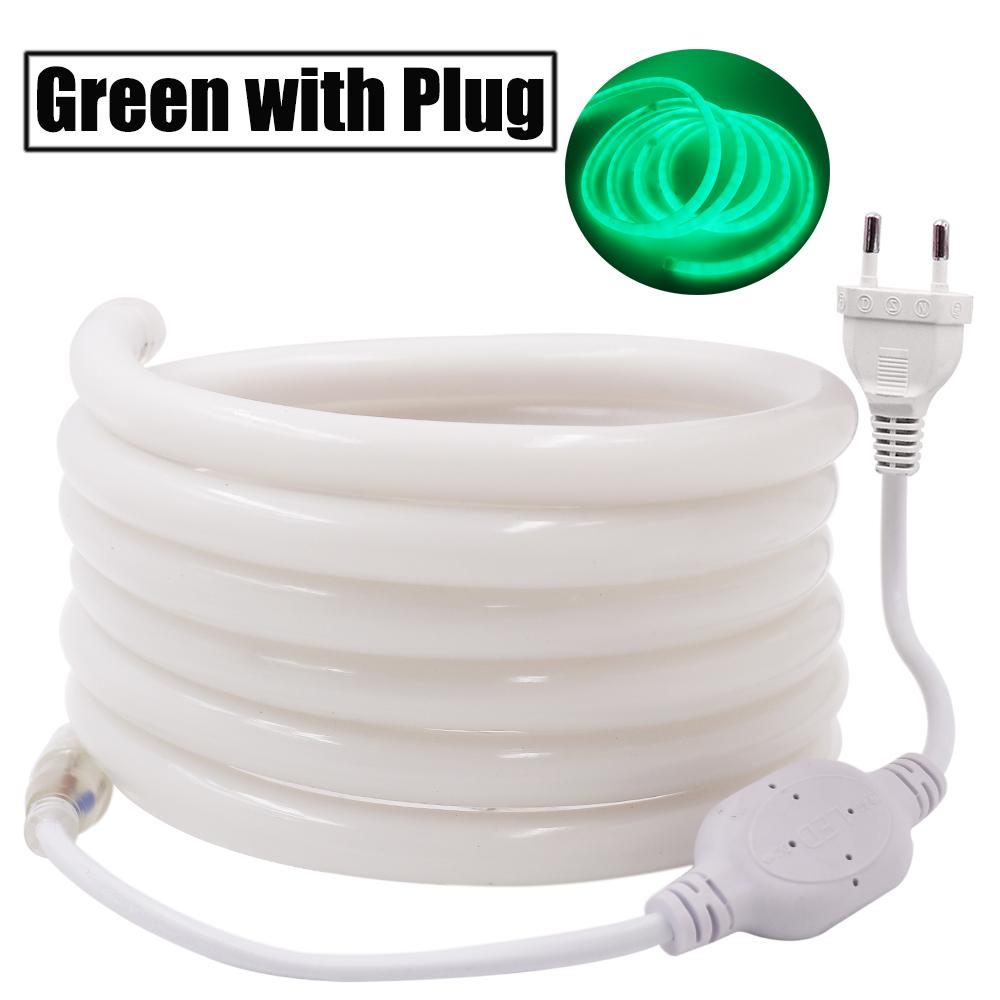 Round LED Flexible Strip Light 220V SMD 2835 RGB LED Neon Light flex tube 120led IP68 Waterproof rope string lamp EU Power plug